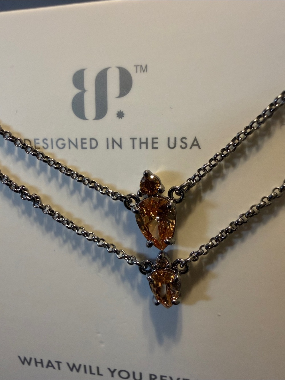 Bomb Party RBP6696 is a "Drops of Gorgeous" double layer smoky topaz necklace